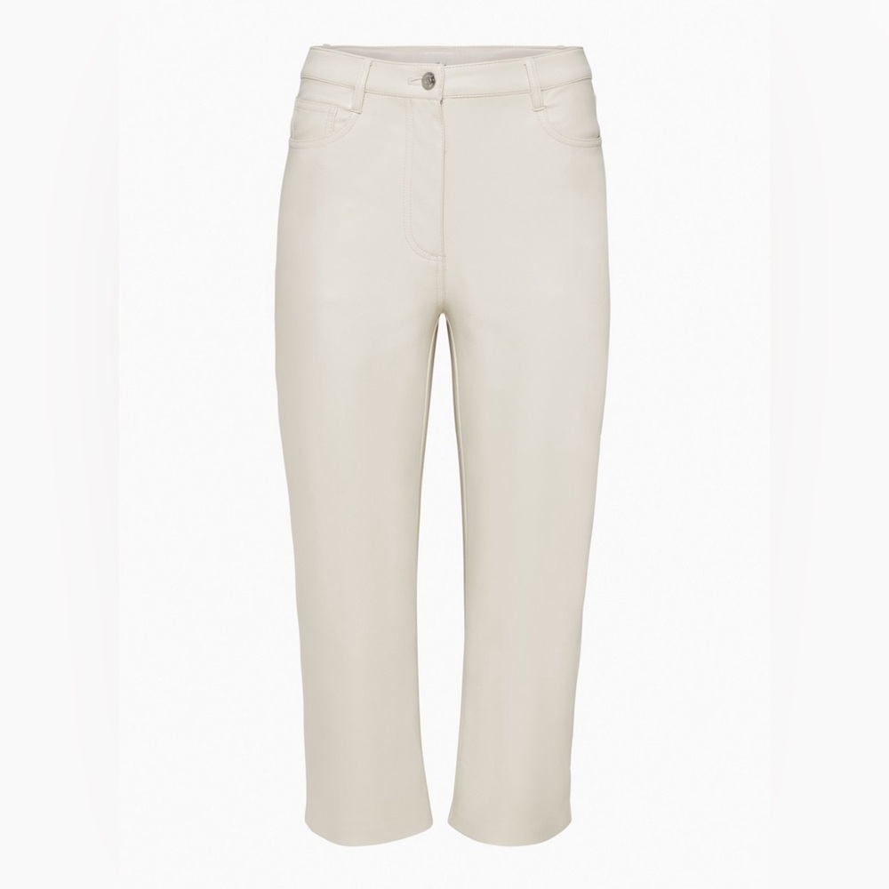 Aritzia Wilfred The Melina Cropped Pant in Matte Pearl (white / light gray)
